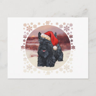 Cartes Pour Fêtes Annuelles Père Noël joueur Scottie dans la neige