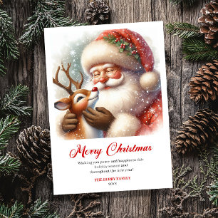 Cartes Pour Fêtes Annuelles Père Noël joyeux avec la salutation de Noël amusan