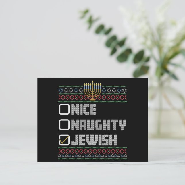 Cartes Pour Fêtes Annuelles Père Noël juif méchant gentil Noël Hanukkah détest (Debout devant)