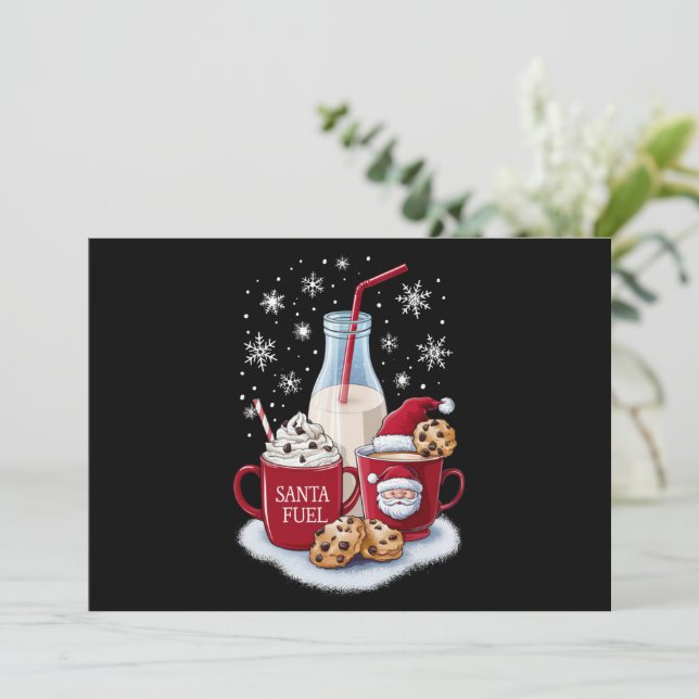 Cartes Pour Fêtes Annuelles Père Noël Lait de Noël et Cookies Latte Famille No (Debout devant)