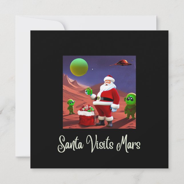 Cartes Pour Fêtes Annuelles PÈRE NOËL & LES ALIENS, Funny Christmas Card (Devant)