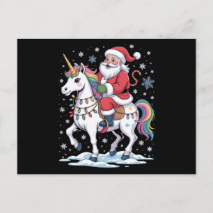 Cartes Pour Fêtes Annuelles Père Noël Licorne Noël Arc-en-ciel Lumières Xmas