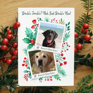 Cartes Pour Fêtes Annuelles Père Noël Liste Nice Chien Aquarelle Photo