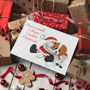 Cartes Pour Fêtes Annuelles Père Noël Little Cavalier King Charles Christmas