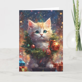 Cartes Pour Fêtes Annuelles Père Noël Little Helper Cute Kitten Holiday Art