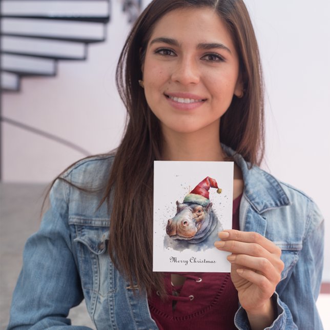 Cartes Pour Fêtes Annuelles Père Noël Little Hippo, coutume (Créateur téléchargé)