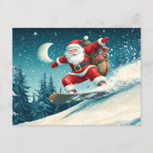 Cartes Pour Fêtes Annuelles Père Noël livre des cadeaux de Noël sur snowboard