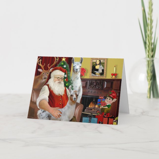 Cartes Pour Fêtes Annuelles Père Noël : Mama Llama et son bébé (Devant)