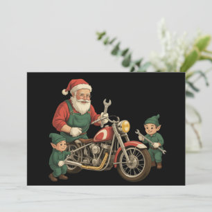 Cartes Pour Fêtes Annuelles Père Noël mécanicien drôle rétro biker Noël