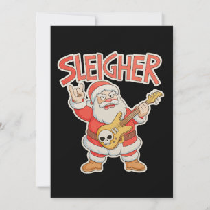 Cartes Pour Fêtes Annuelles Père Noël Métal Guitar Noël Hail Xmas Faucheur
