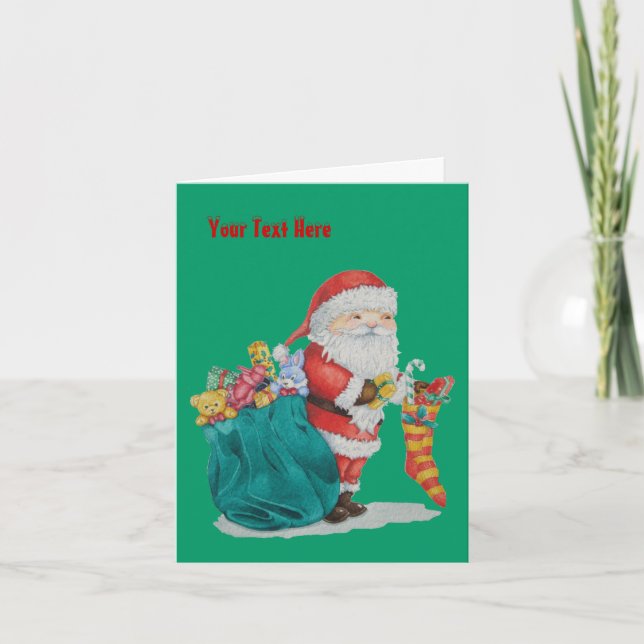 Cartes Pour Fêtes Annuelles père Noël mignon avec des jouets et des cadeaux en (Devant)