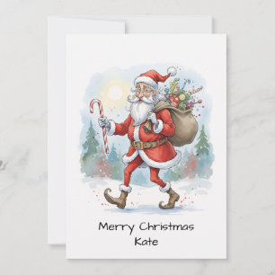 Cartes Pour Fêtes Annuelles Père Noël Mignon Vintage Non Photographique