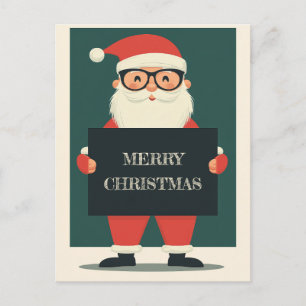 Cartes Pour Fêtes Annuelles Père Noël mignonne et souriante avec un message de