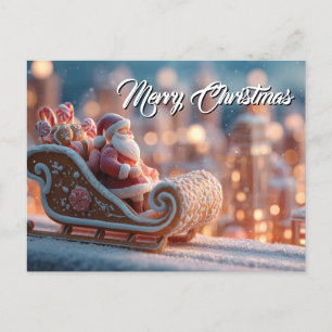 Cartes Pour Fêtes Annuelles Père Noël miniature en Sleigh de pain d'épices