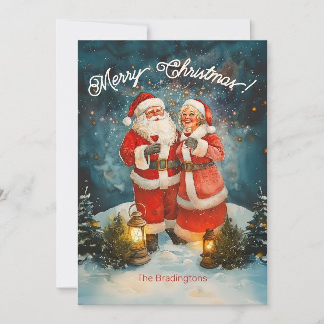 Cartes Pour Fêtes Annuelles Père Noël Mme Claus Joyeux Noël (Devant)