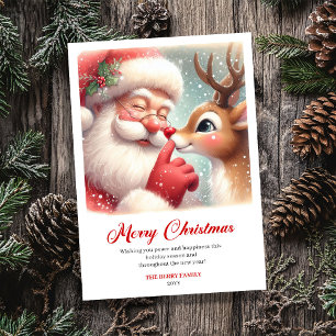 Cartes Pour Fêtes Annuelles Père Noël moderne Rudolph Drôle de Noël Greetin