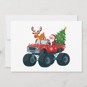 Cartes Pour Fêtes Annuelles Père Noël Monster Truck Renne Arbre de Noël Xmas