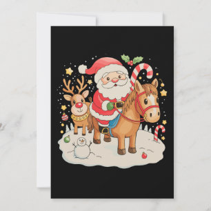 Cartes Pour Fêtes Annuelles Père Noël montant un cheval mignon Noël vacances X