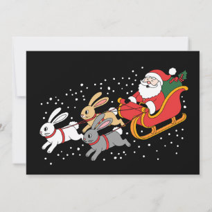 Cartes Pour Fêtes Annuelles Père Noël montant un lapin de traîneau Noël Xmas F