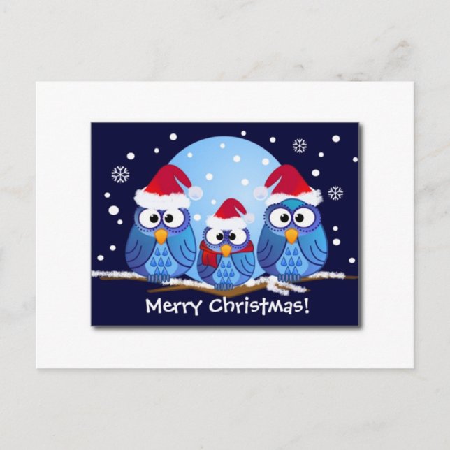 CARTES POUR FÊTES ANNUELLES PÈRE NOËL MORTS NOËL OWLS (Devant)