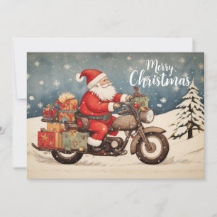 Cartes Pour Fêtes Annuelles Père Noël motard