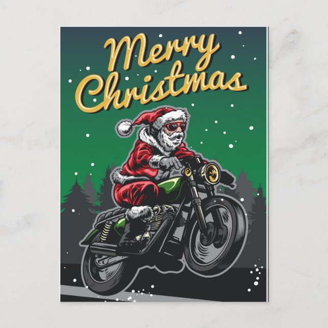 Cartes Pour Fêtes Annuelles Père Noël moto de Noël joyeux | Vacances (Devant)