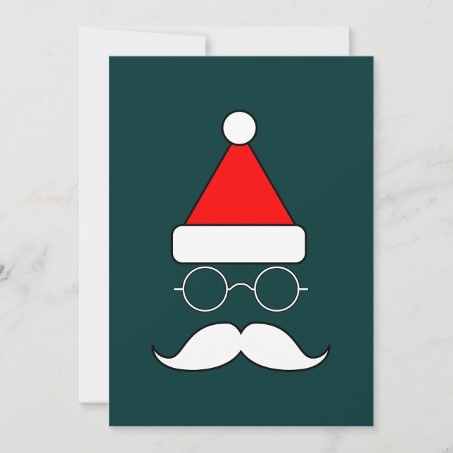 Cartes Pour Fêtes Annuelles père Noël Moustache et lunettes (Devant)