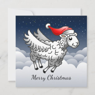 Cartes Pour Fêtes Annuelles Père Noël Mouton de Noël Volant