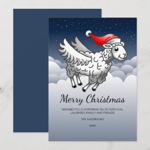 Cartes Pour Fêtes Annuelles Père Noël mouton de Noël volant