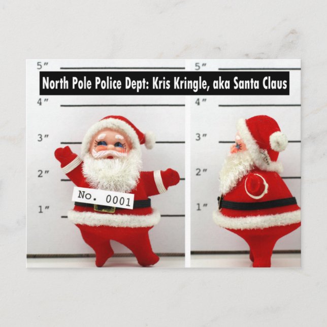 Cartes Pour Fêtes Annuelles Père Noël Mug Shot (Devant)