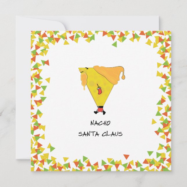 Cartes Pour Fêtes Annuelles Père Noël Nacho avec des Chips (Devant)