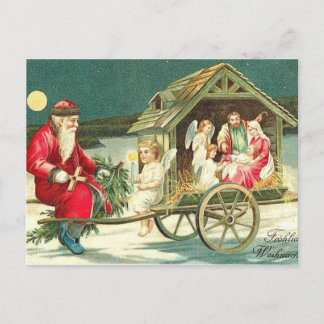 Cartes Pour Fêtes Annuelles Père Noël Nativité Scene Noël PostCard
