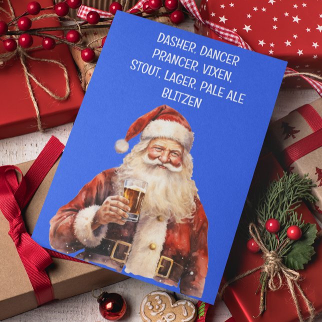 Cartes Pour Fêtes Annuelles Père Noël Noël Funny Reindeer Noms Bière (Créateur téléchargé)
