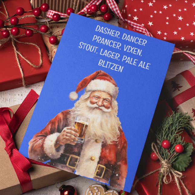 Cartes Pour Fêtes Annuelles Père Noël Noël Funny Reindeer Noms Bière (Créateur téléchargé)