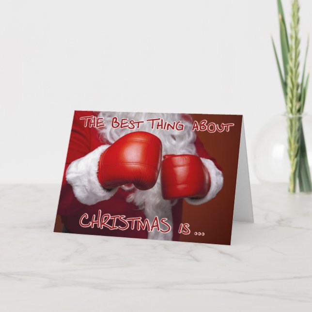 Cartes Pour Fêtes Annuelles Père Noël Noël Noël Noël Noël Funny Humour Boxing  (Devant)