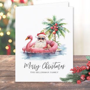 Cartes Pour Fêtes Annuelles Père Noël Noël Plage Tropicale
