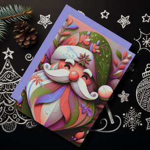 Cartes Pour Fêtes Annuelles Père Noël Noël Rose Violet Vert