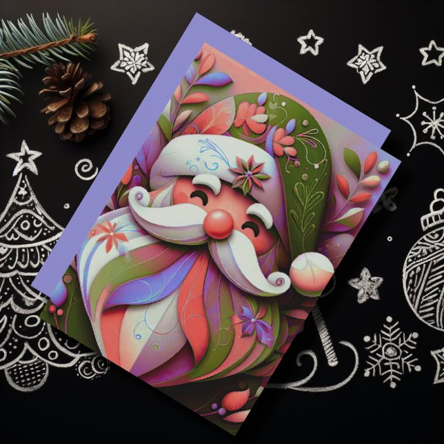 Cartes Pour Fêtes Annuelles Père Noël Noël Rose Violet Vert (Créateur téléchargé)
