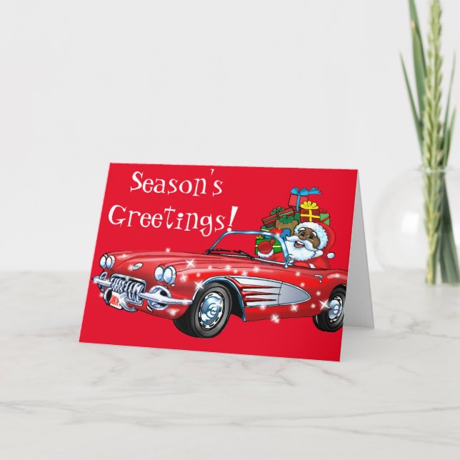 Cartes Pour Fêtes Annuelles Père Noël noir (Devant)