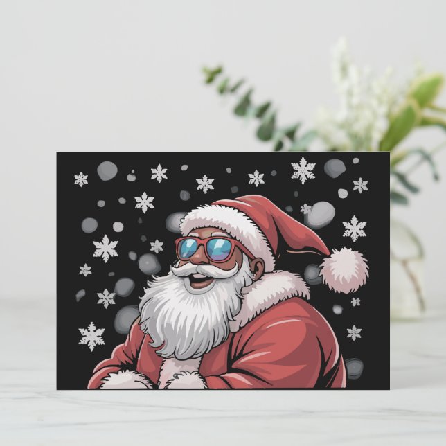 Cartes Pour Fêtes Annuelles Père Noël noir afro-américain Noël de Christmas  (Debout devant)