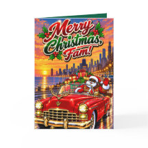 Père Noël noir dans une voiture classique à Chicag