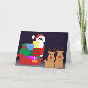 Cartes Pour Fêtes Annuelles père Noël noir de traîneau