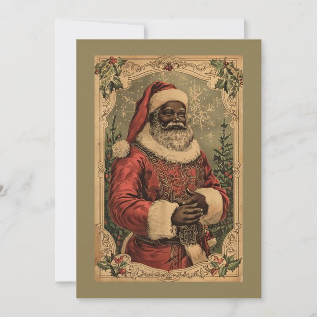 Cartes Pour Fêtes Annuelles Père Noël noir Noël Arbre de Noël (Devant)
