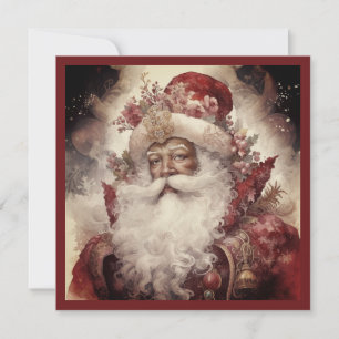 Cartes Pour Fêtes Annuelles Père Noël Noir Rococo Barbe Blanche Ciel Étoilé