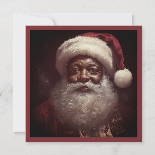 Cartes Pour Fêtes Annuelles Père Noël noir royal barbe blanche chapeau de Père (Devant)