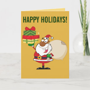 Cartes Pour Fêtes Annuelles Père Noël noire avec cadeaux