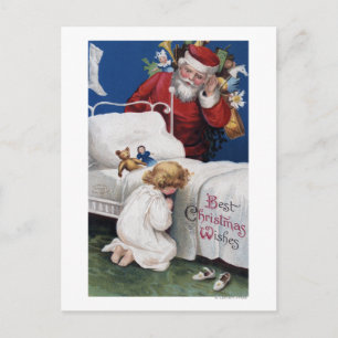 Cartes Pour Fêtes Annuelles Père Noël observant une fille prier