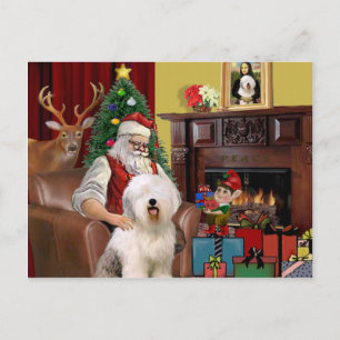 Cartes Pour Fêtes Annuelles père Noël Old English Sheepdog