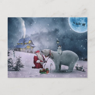 Cartes Pour Fêtes Annuelles Père Noël, ours polaire, traîneau, rennes, Noël