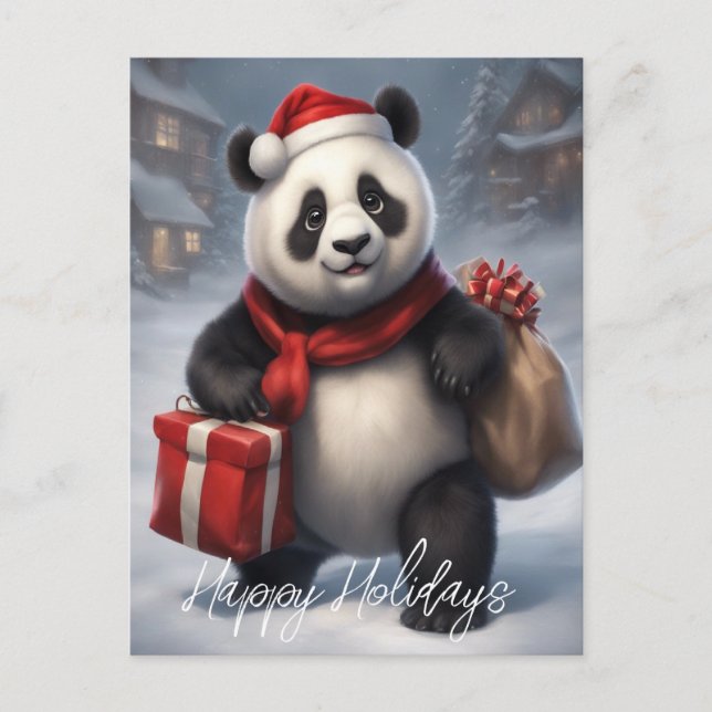 Cartes Pour Fêtes Annuelles Père Noël Panda Bear (Devant)